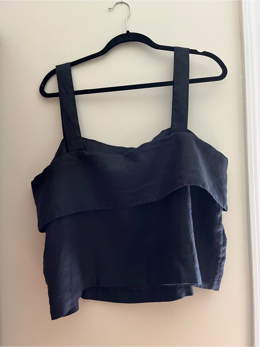 Banana Republic NWT Black Linen Square-Neck Tank XL NO SIDE ZIPPER